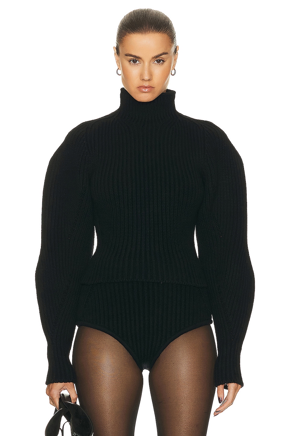 Image 1 of ALAÏA High Neck Sweater in Noir Alaia