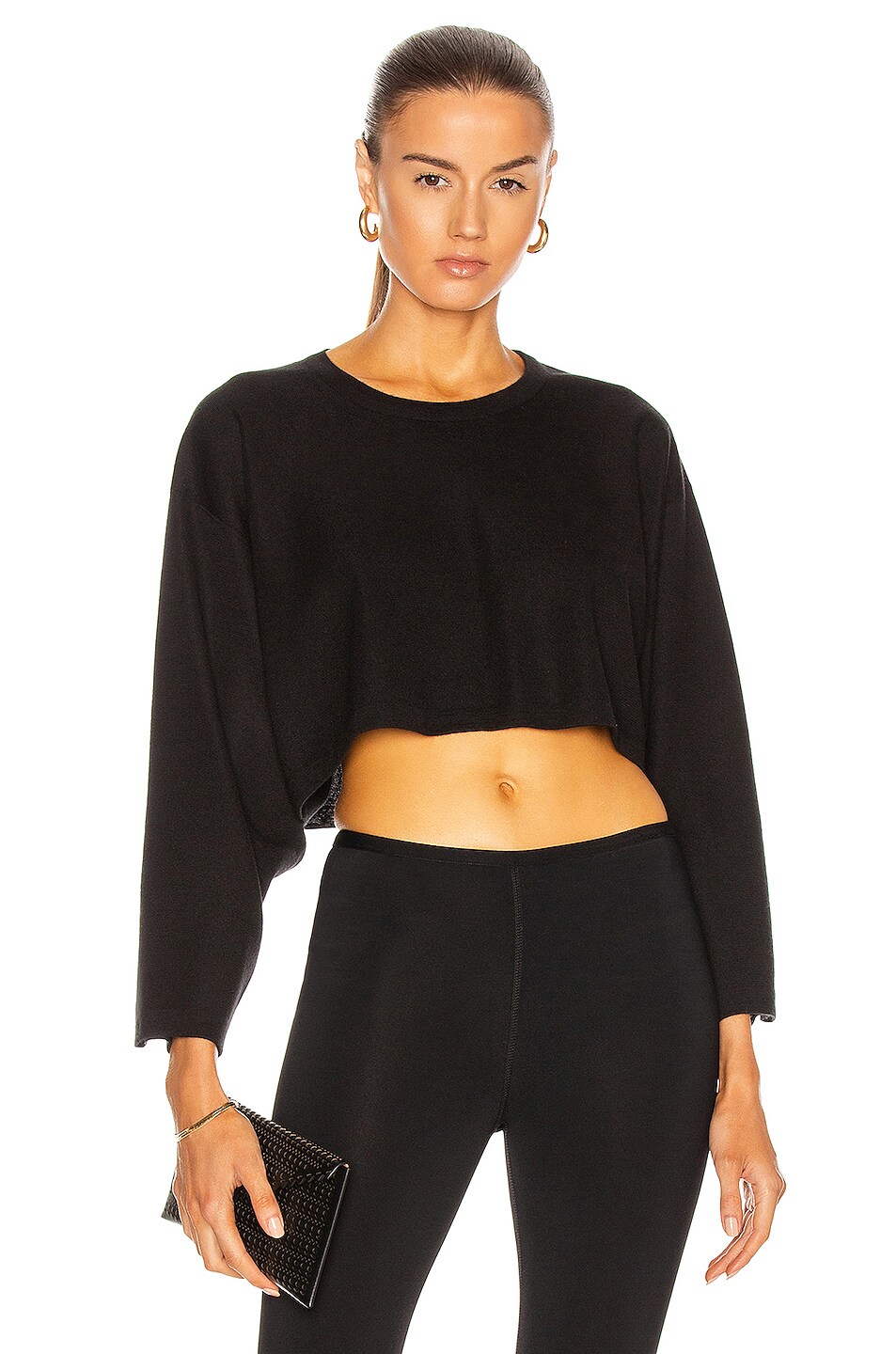 Image 1 of ALAÏA Cropped Sweater in Noir