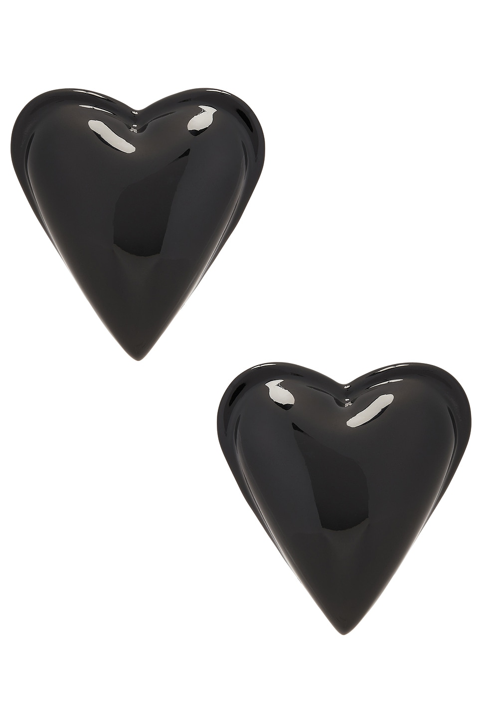 Image 1 of ALAÏA Heart Stud Earrings in Noir