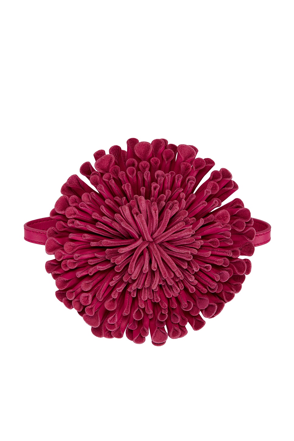 Image 1 of ALAÏA Leather Flower Necklace in Framboise
