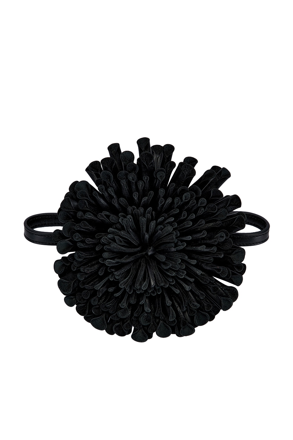 Image 1 of ALAÏA Leather Flower Necklace in Noir Alaia