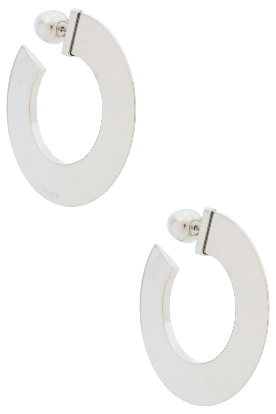 Image 1 of ALAÏA Small Blade Hoop Earrings in Argent