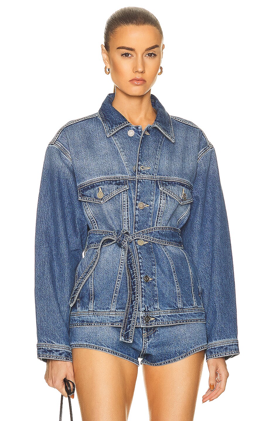 Image 1 of ALAÏA Wrap Jacket in Blue