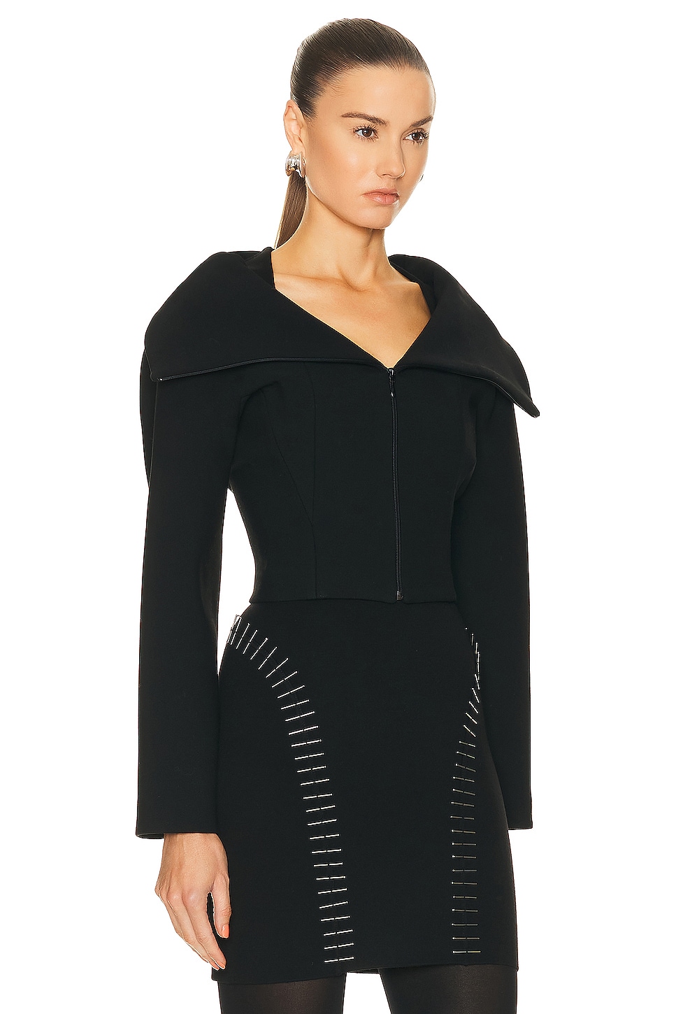 ALAÏA Zipped Jacket in Noir ALAÏA in Noir ALA?A | FWRD