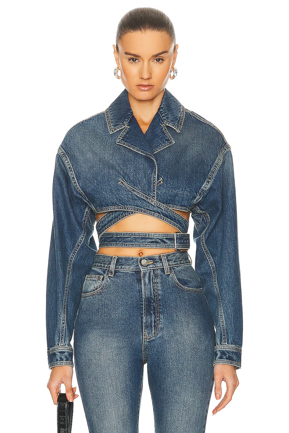Image 1 of ALAÏA Crossover Jacket in Bleu Vintage