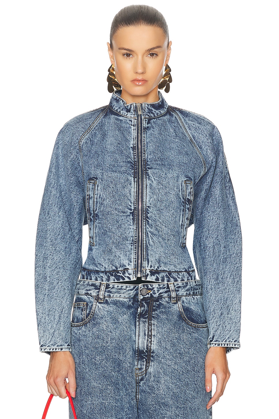 Image 1 of ALAÏA Round Jacket in Bleu Neige