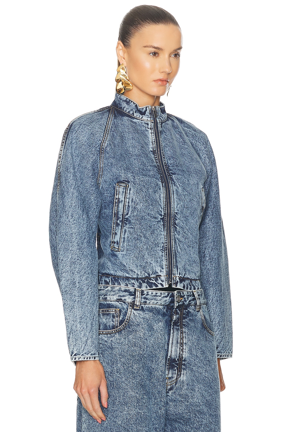 Shop Alaïa Round Jacket In Bleu Neige