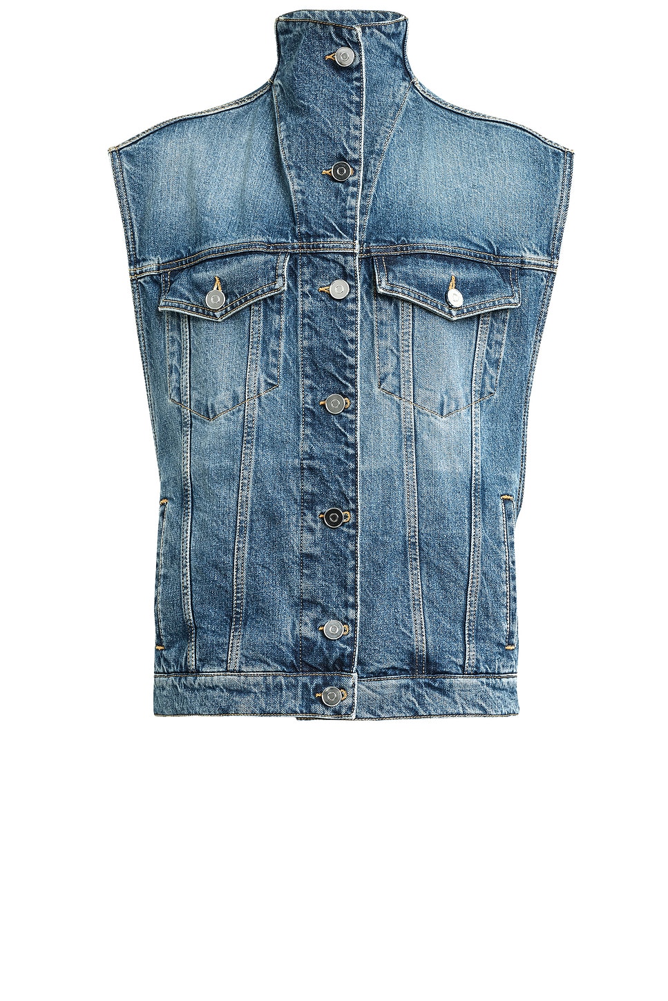 Image 1 of ALAÏA Trucker Vest in Blue Vintage