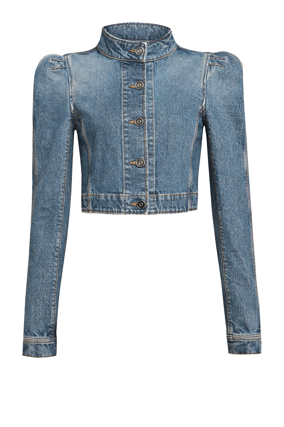 Image 1 of ALAÏA Highneck Jacket in Bleu Delave