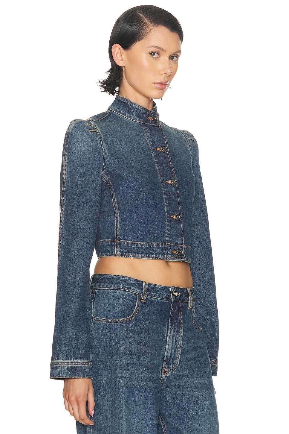 Alaïa Alaia Blue Washed Denim High-neck Jacket Women