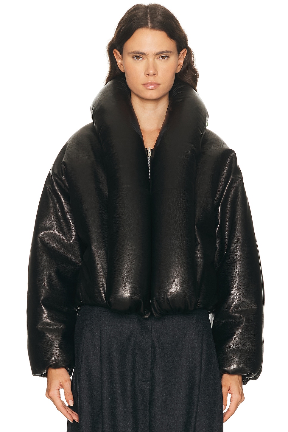Image 1 of ALAÏA ALAΪA Padded Bomber Jacket in Noir Alaia