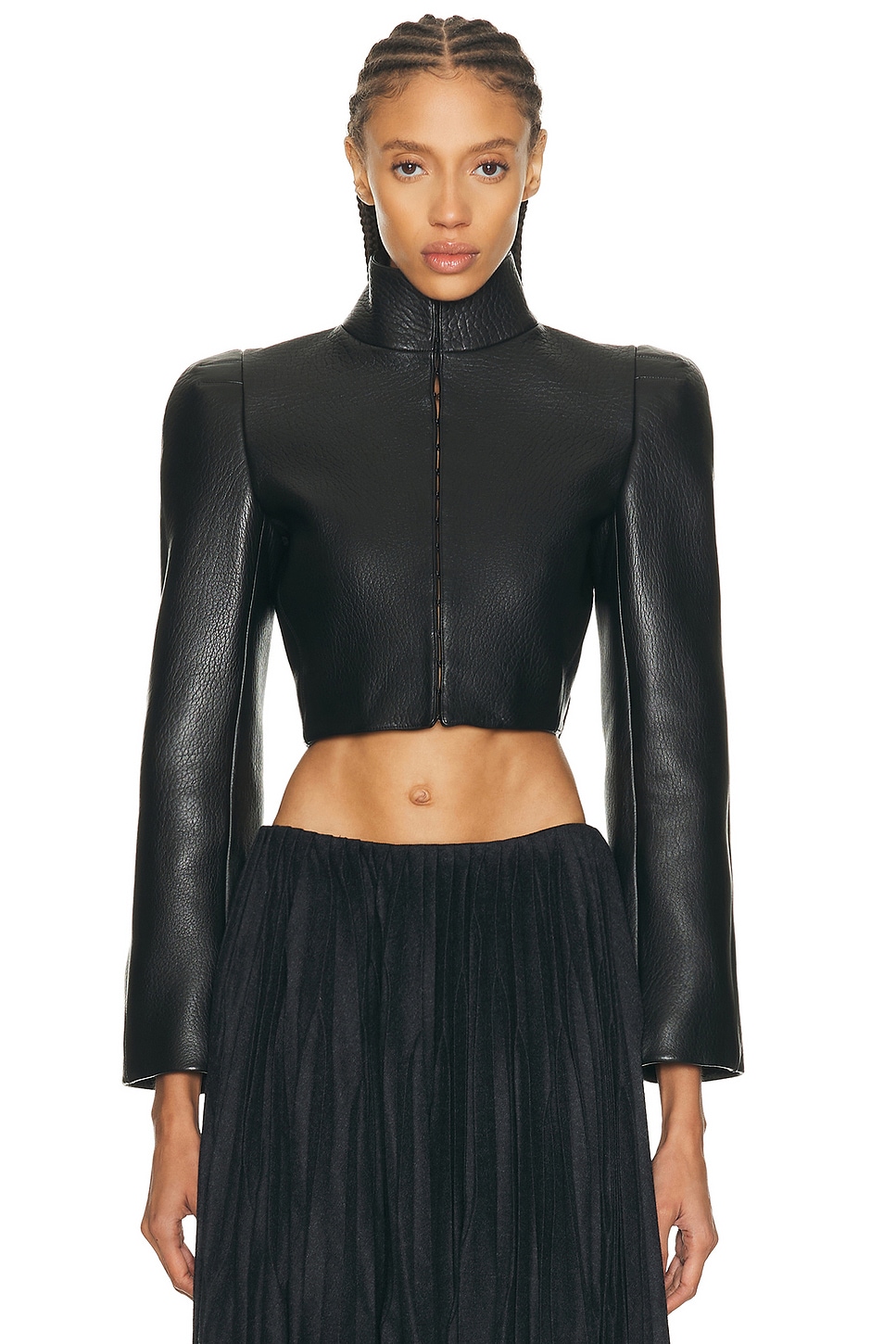 Image 1 of ALAÏA ALAΪA High Neck Jacket in Noir Alaia