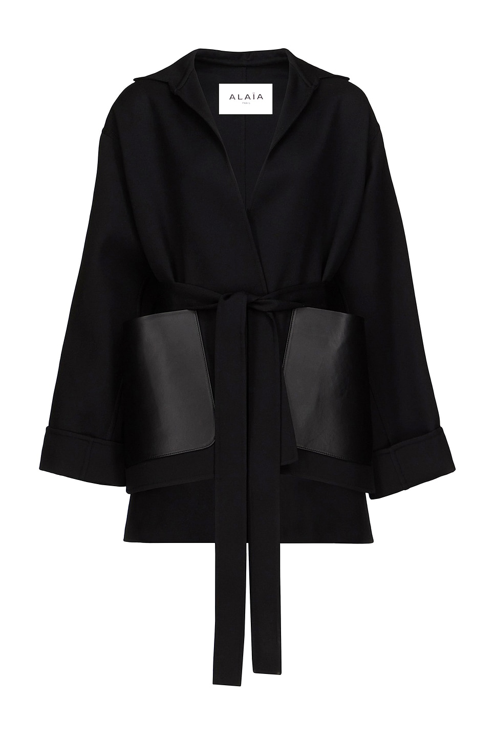 Image 1 of ALAÏA ALAΪA Wrap Jacket in Noir Alaia