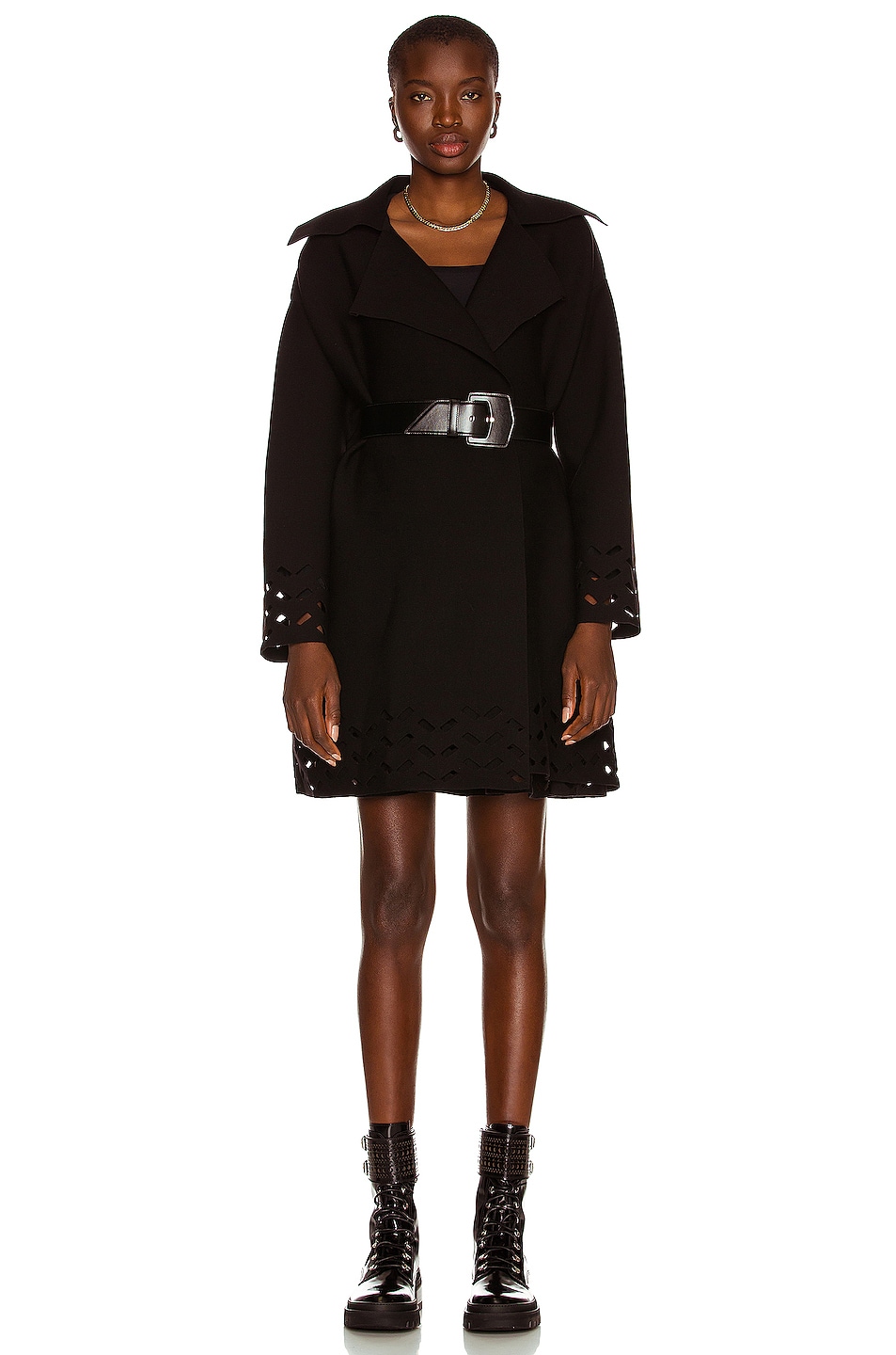 Image 1 of ALAÏA Relaxed Tailored Coat in Noir