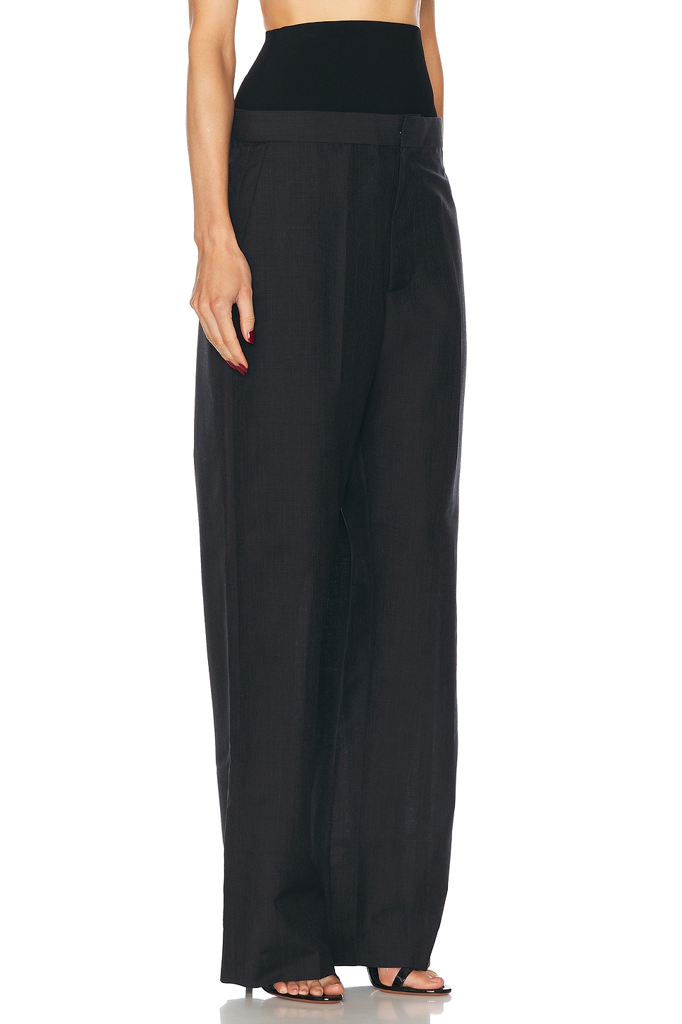 Shop Alaïa Knit Band Tailored Trouser In Gris Fonce