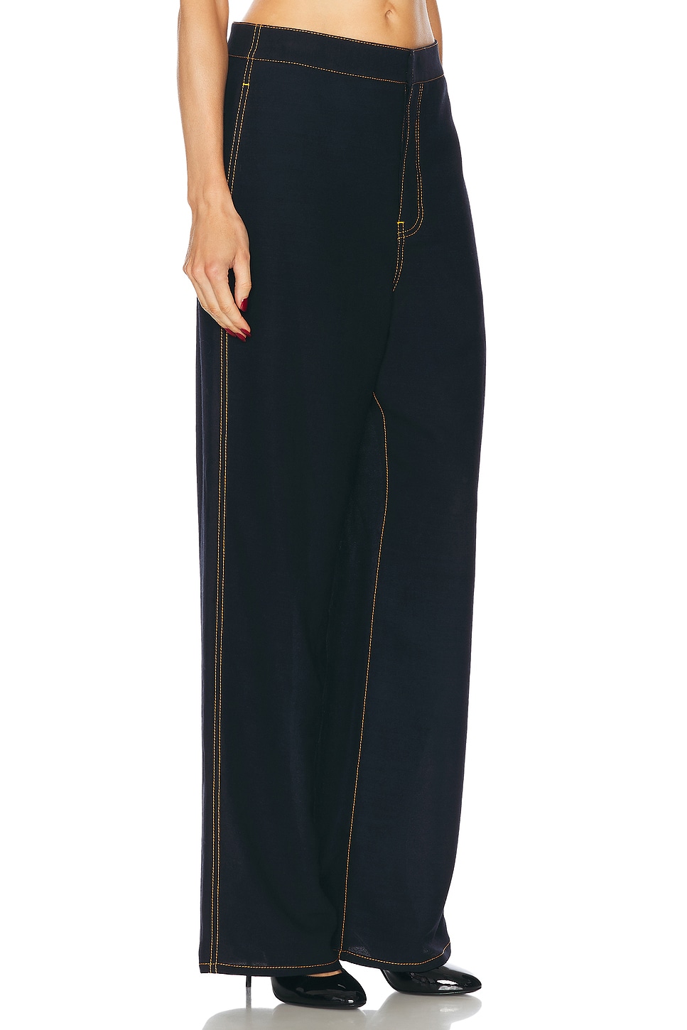 Shop Alaïa Fluid Pant In Marine Fonce