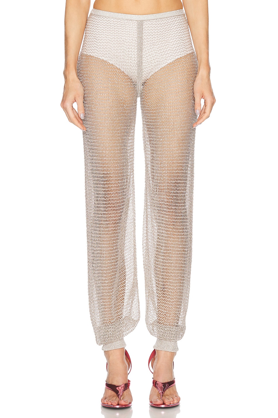 ALAÏA Balloon Pant in Metallic Silver