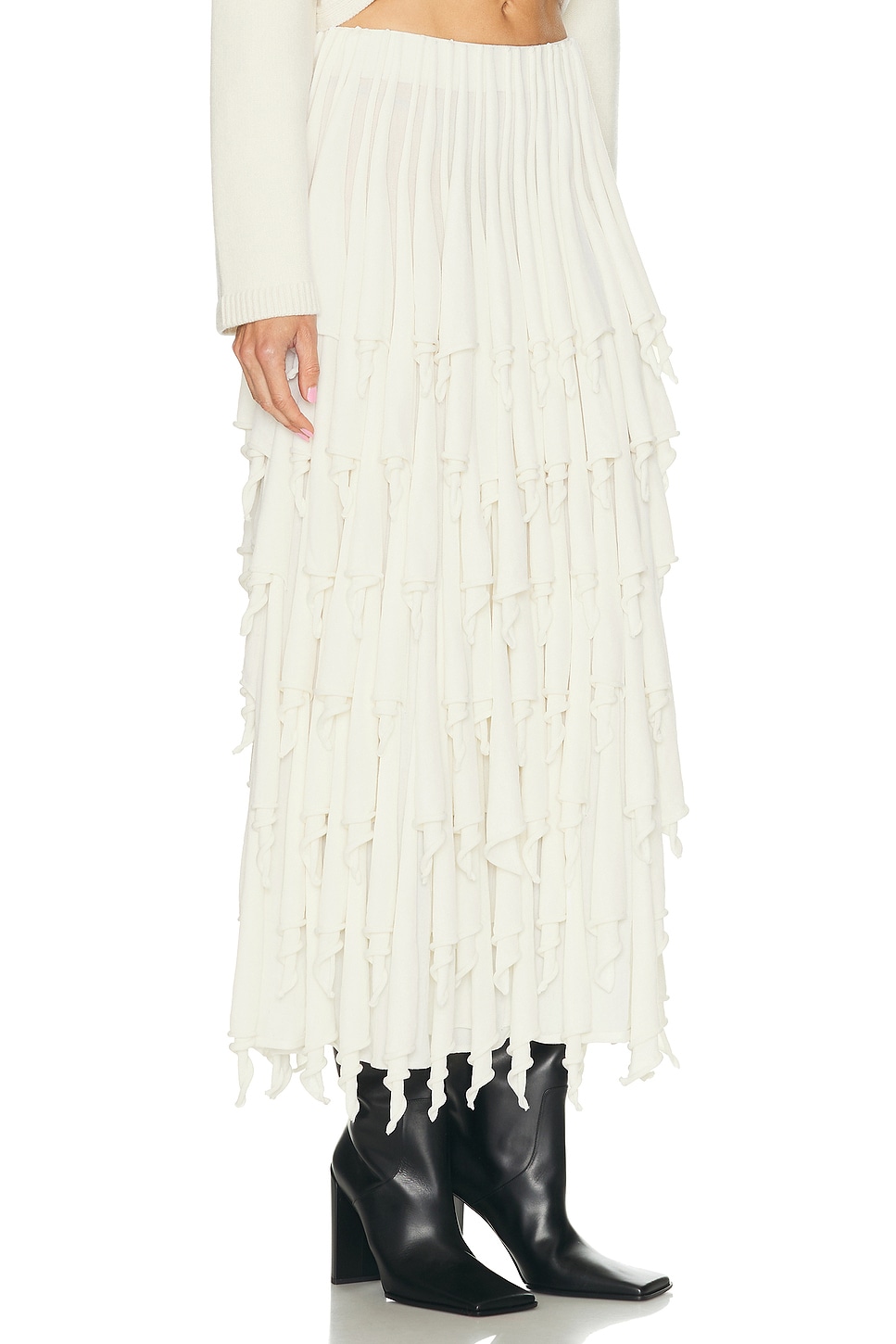 Alaïa Layered Cups Wool Blend Knit Skirt In White