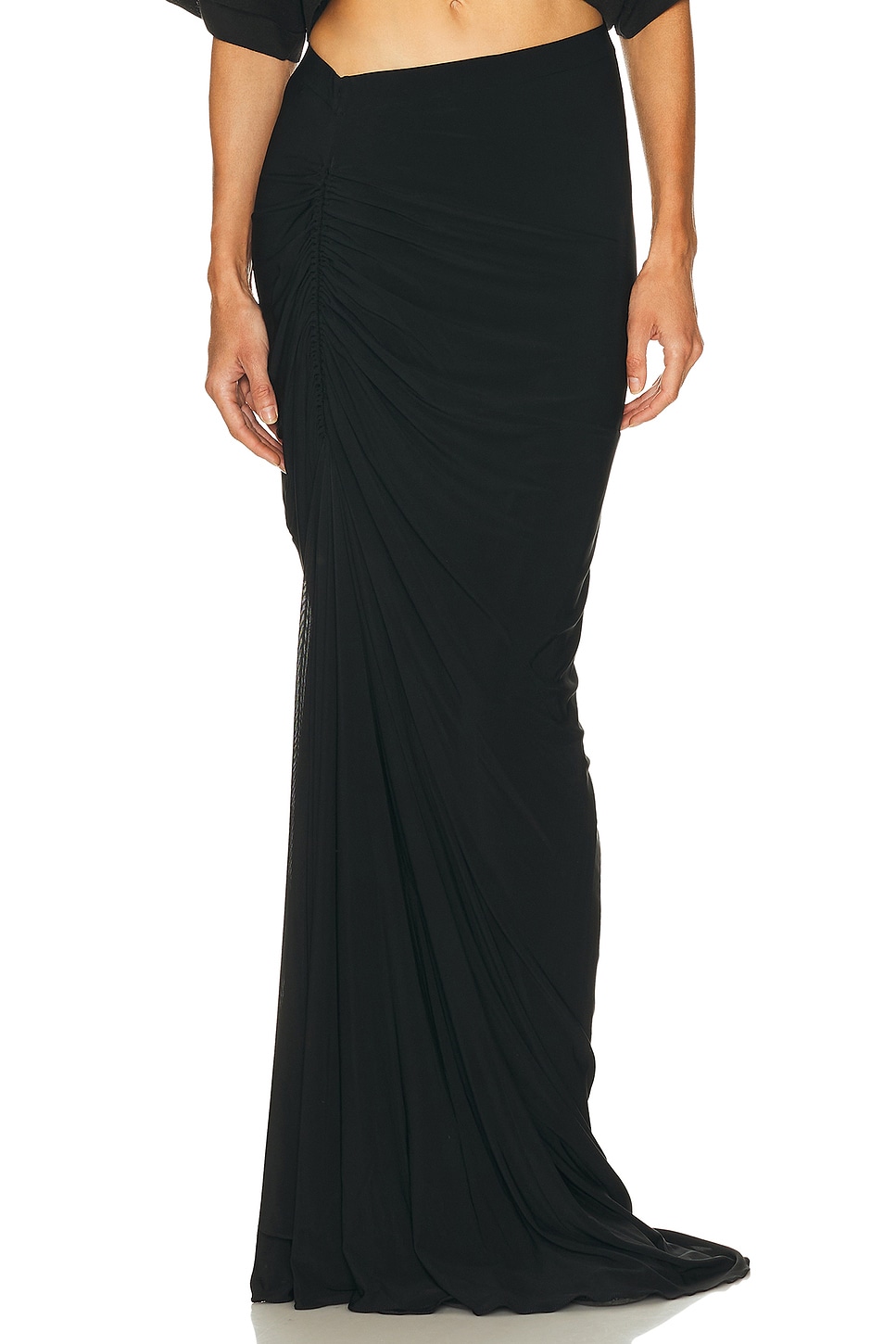 Image 1 of ALAÏA ALA&Iuml;A Gathered Skirt in Noir Alaia