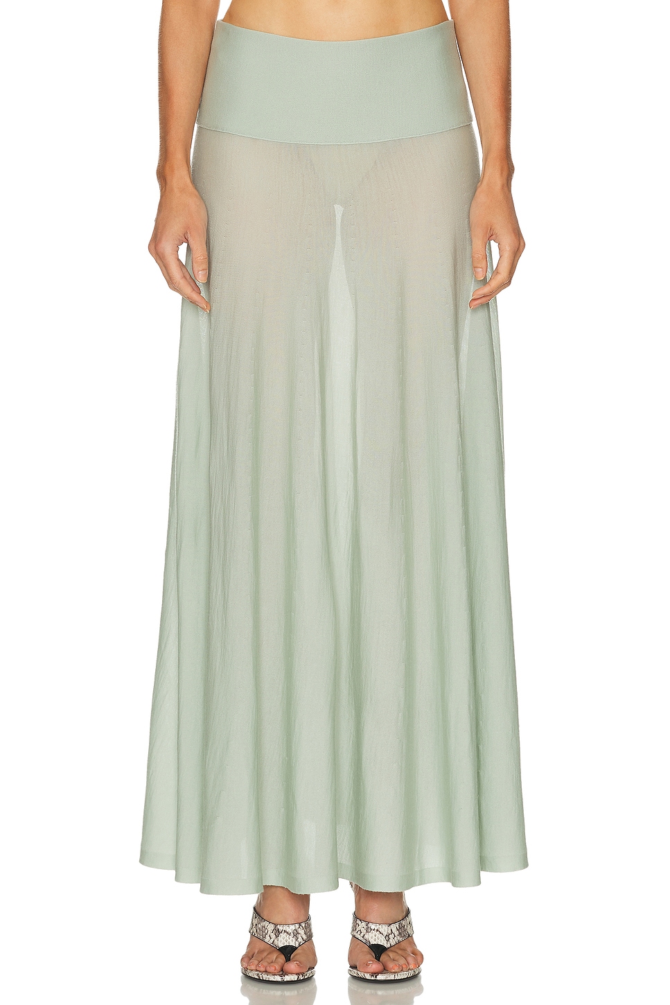 ALAÏA ALAΪA Maxi Skirt in Sage