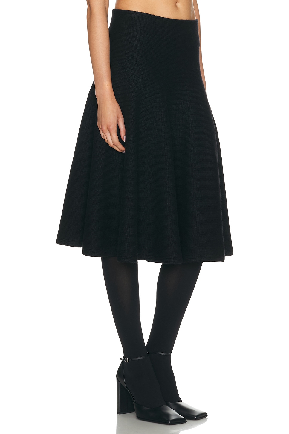 Alaïa Womens Noir Alaia A-line Cashmere And Wool-blend Midi Skirt In Black