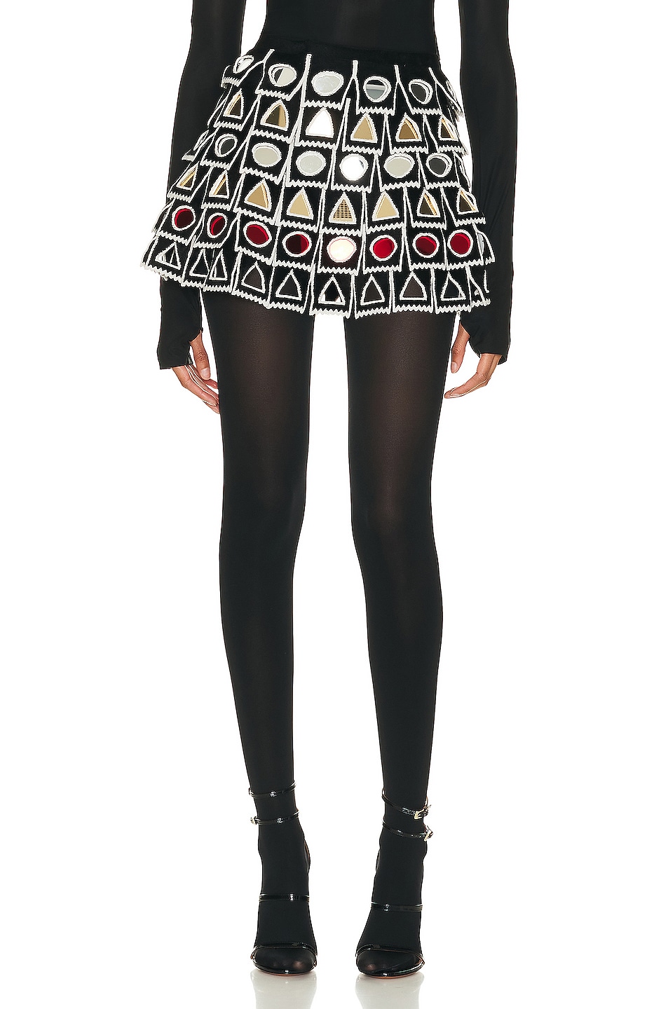 Image 1 of ALAÏA Mirror Skirt in Noir & Blanc