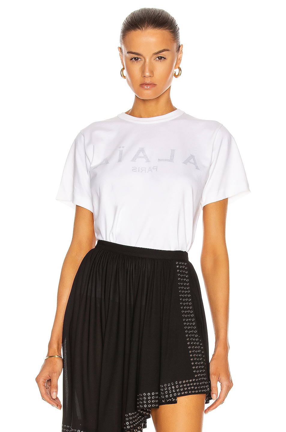 Image 1 of ALAÏA Edition 2004 T Shirt with Flower Print in Blanc & Noir