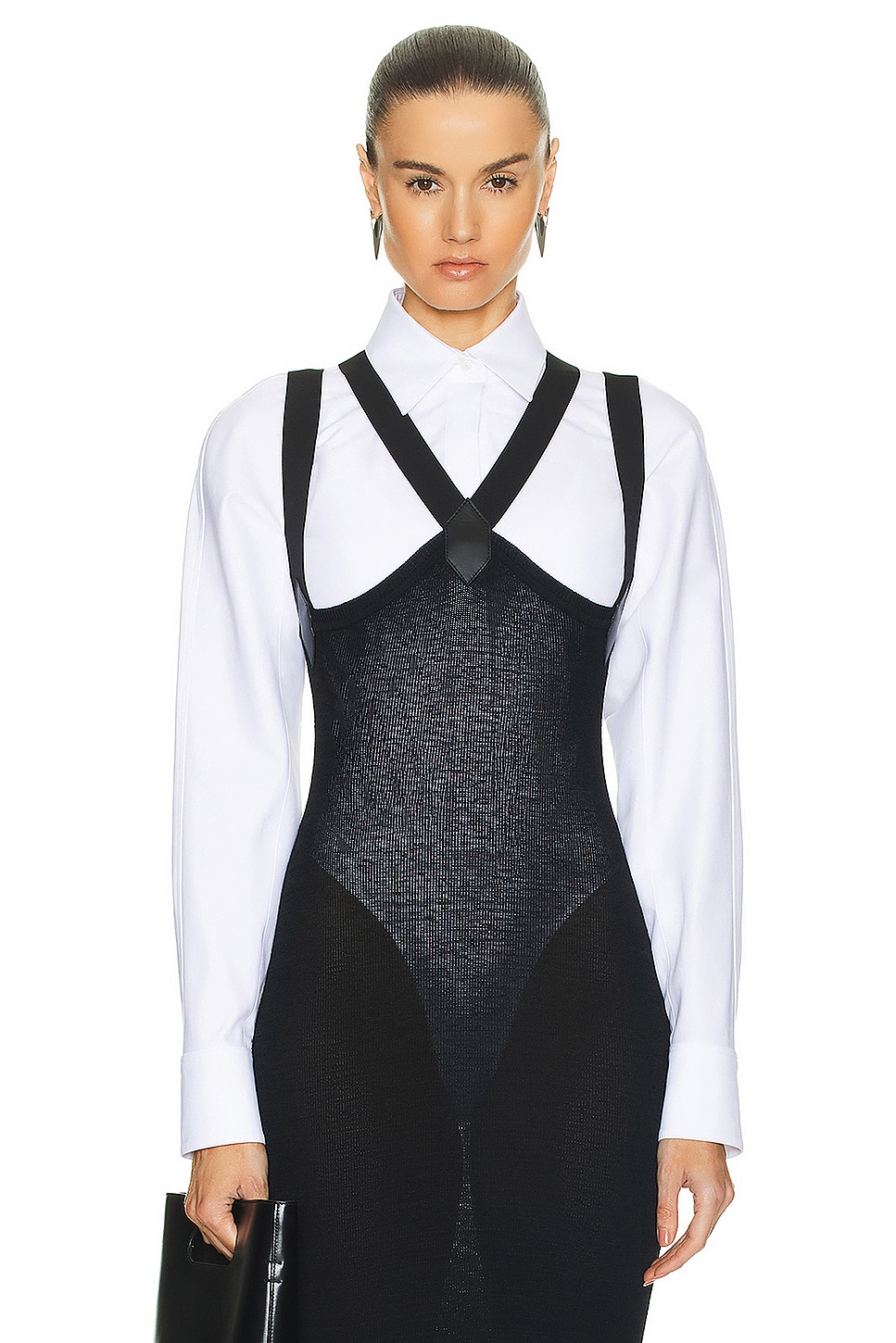 Image 1 of ALAÏA Layer Shirt Bodysuit in Blanc