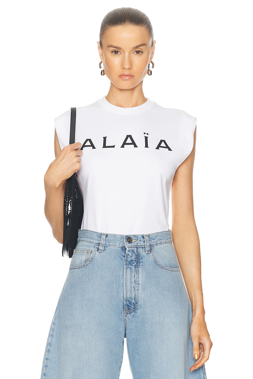 Image 1 of ALAÏA Logo T-shirt in Blanc & Noir