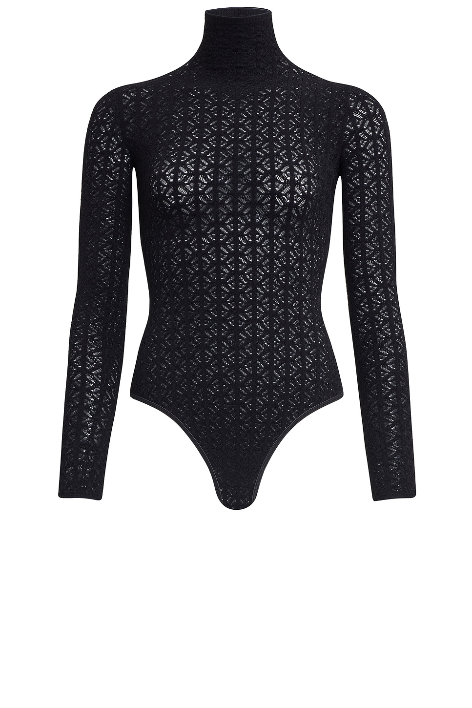 ALAÏA Long Sleeve Turtleneck Bodysuit in Black