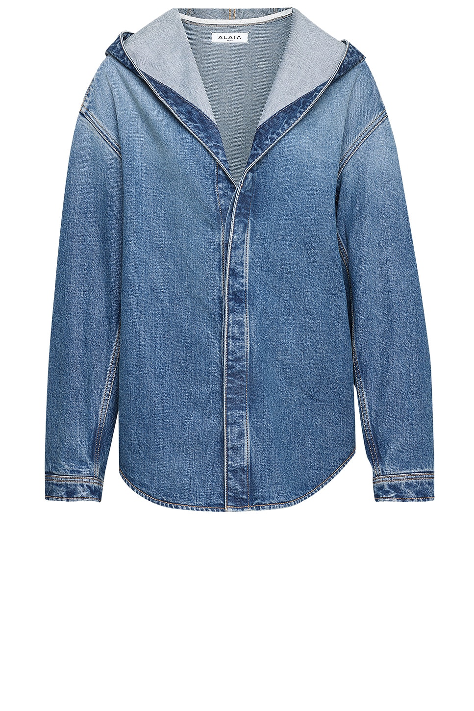 ALAÏA Hooded Denim Top in Blue