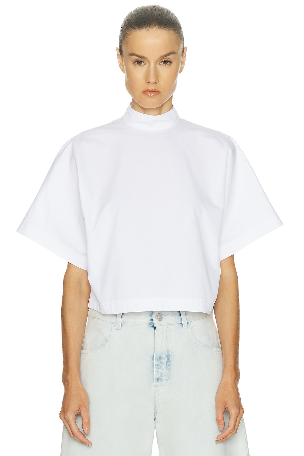 Image 1 of ALAÏA High Neck Top in Blanc
