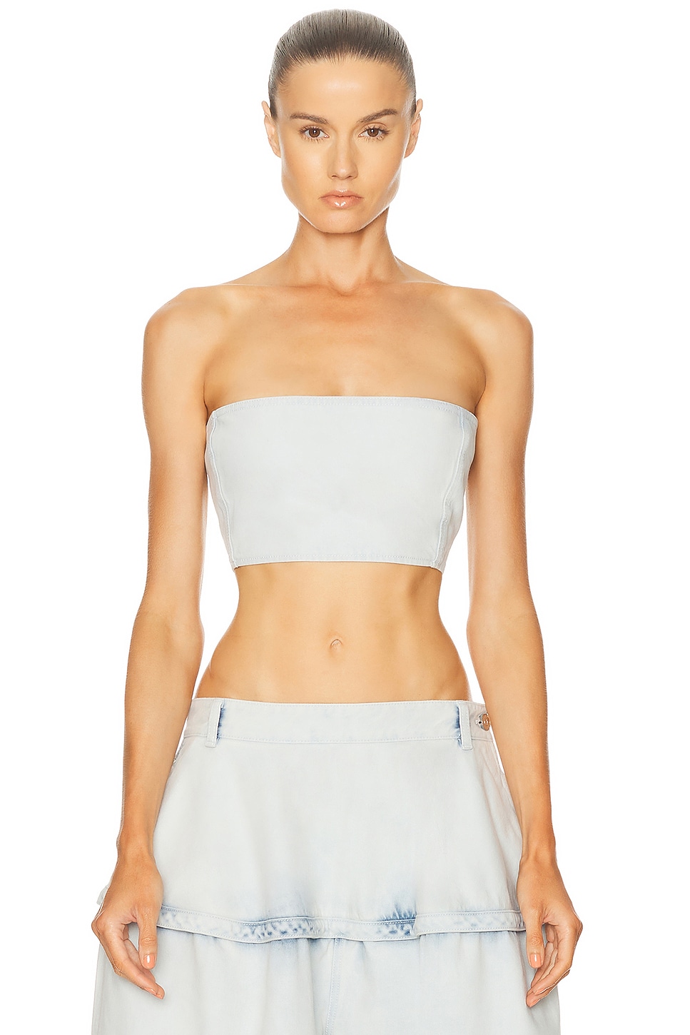 Image 1 of ALAÏA ALA?A Bustier Top in Bleu Givre