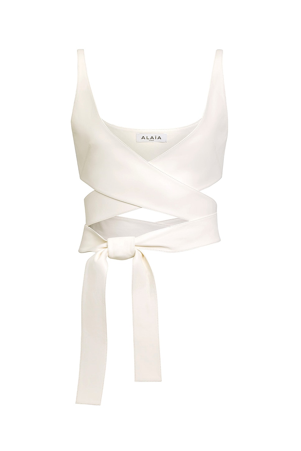 Image 1 of ALAÏA Cross Top in Blanc Nacre