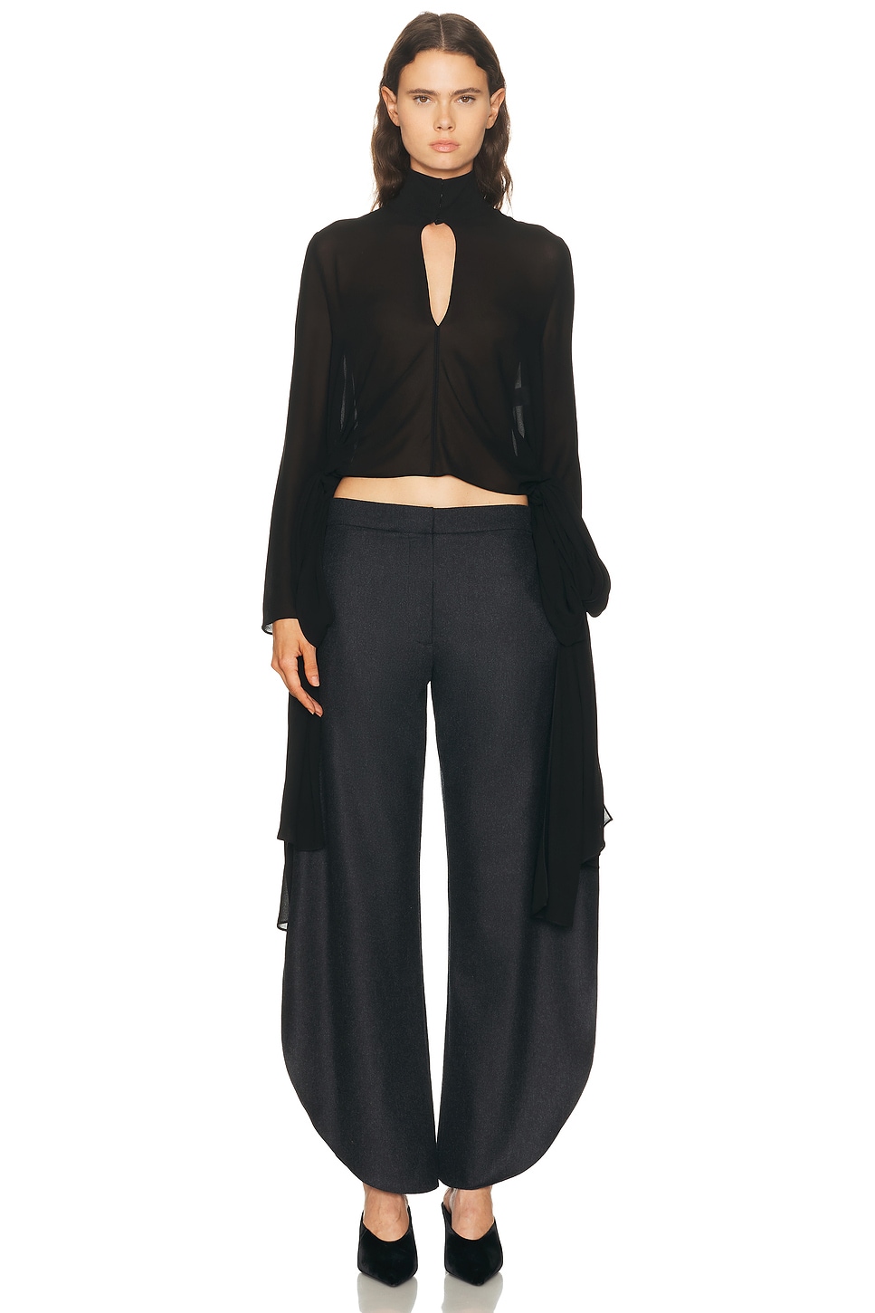 Alaïa Maxi Bow Blouse In Black