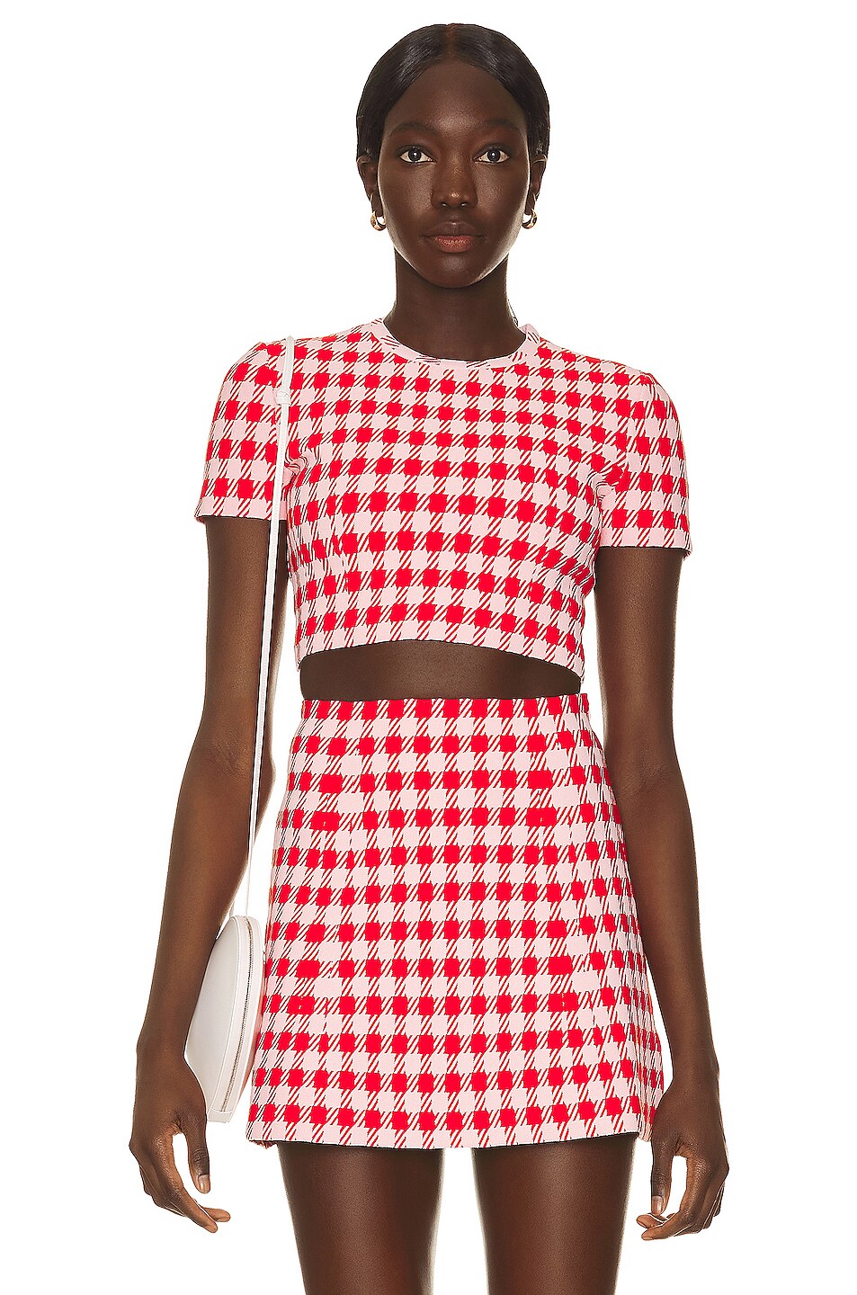 Image 1 of ALAÏA Check Top in Rouge Rose
