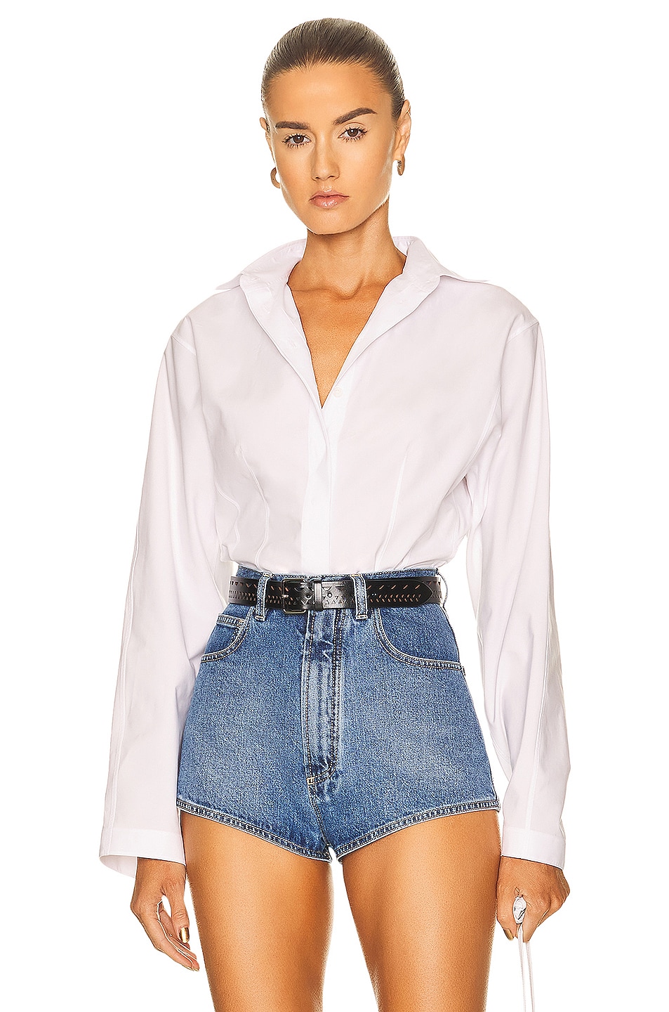Image 1 of ALAÏA Corset Shirt in Blanc