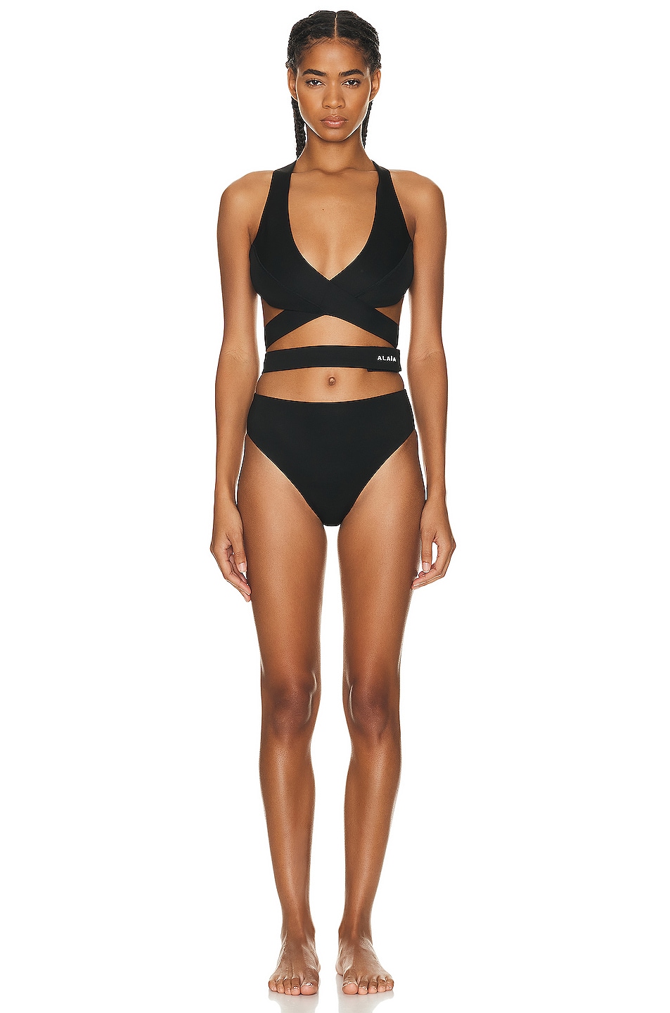 Image 1 of ALAÏA Criss Cross Bikini Set in Noir Alaia