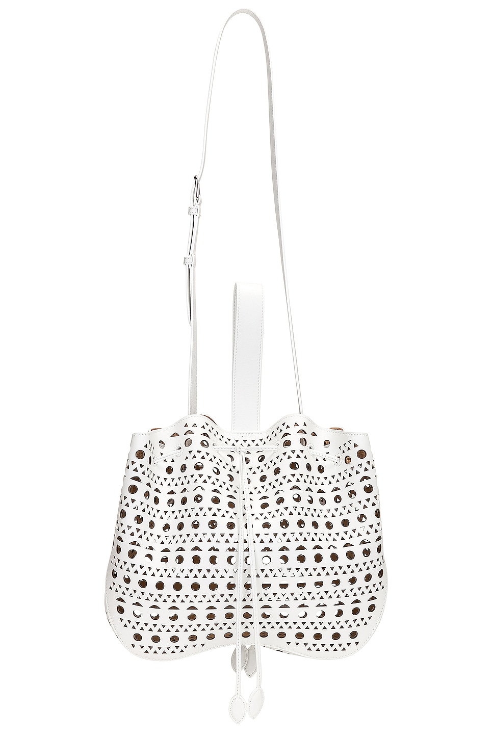 ALAÏA Rose Marie Bucket Bag in White