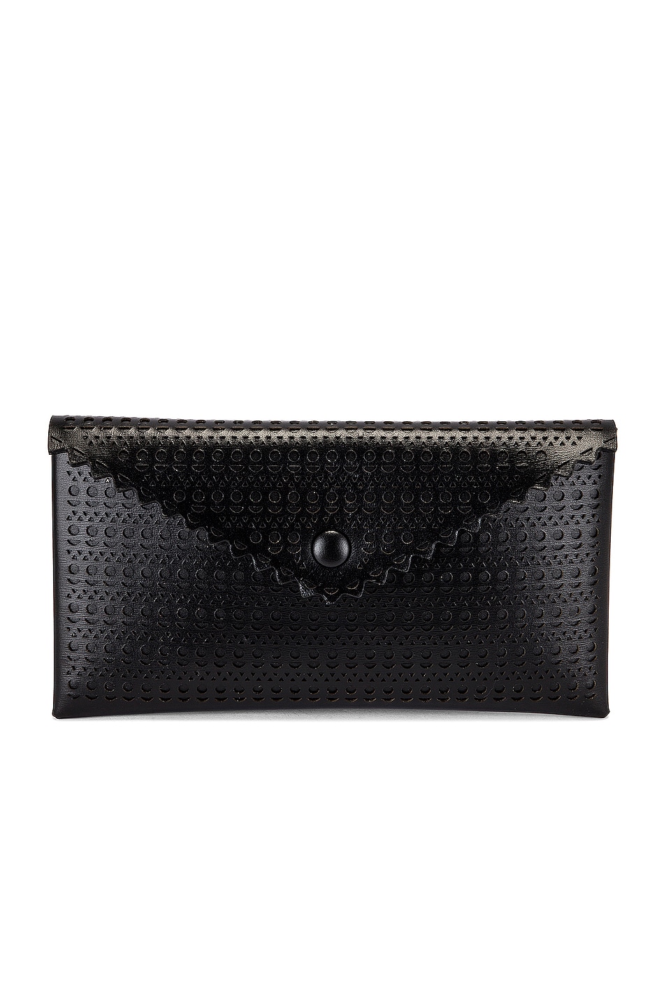 ALAÏA Louise 24 Leather Perforated Clutch in Black