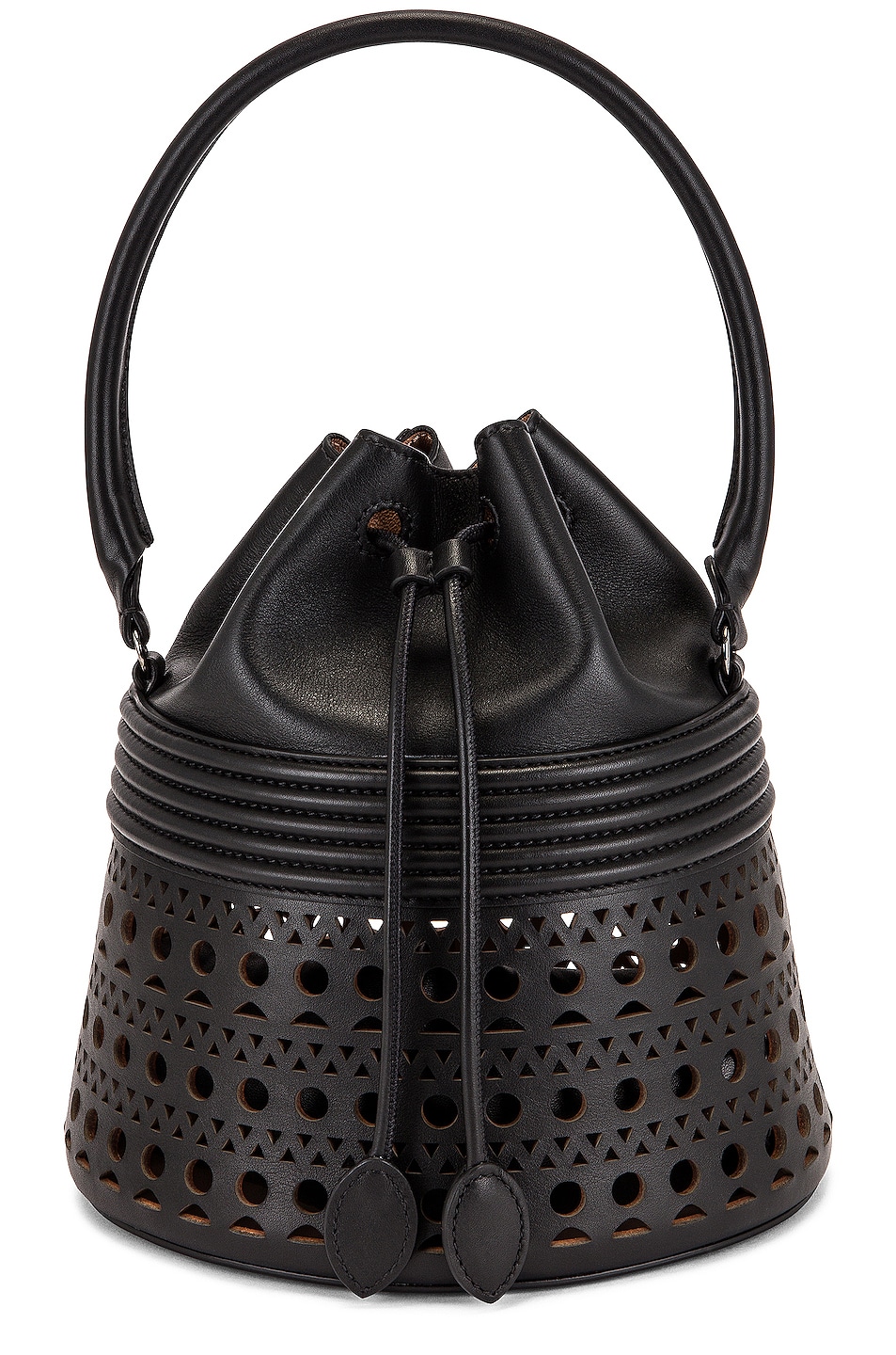 ALAÏA Corset Bucket Bag in Black