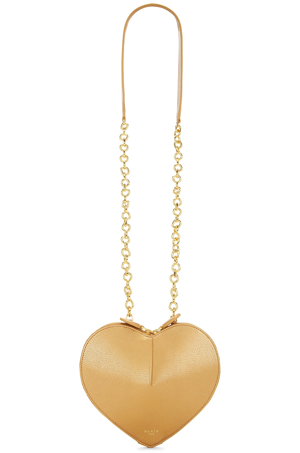 ALAÏA Le Coeur Chain Bag in Metallic Bronze