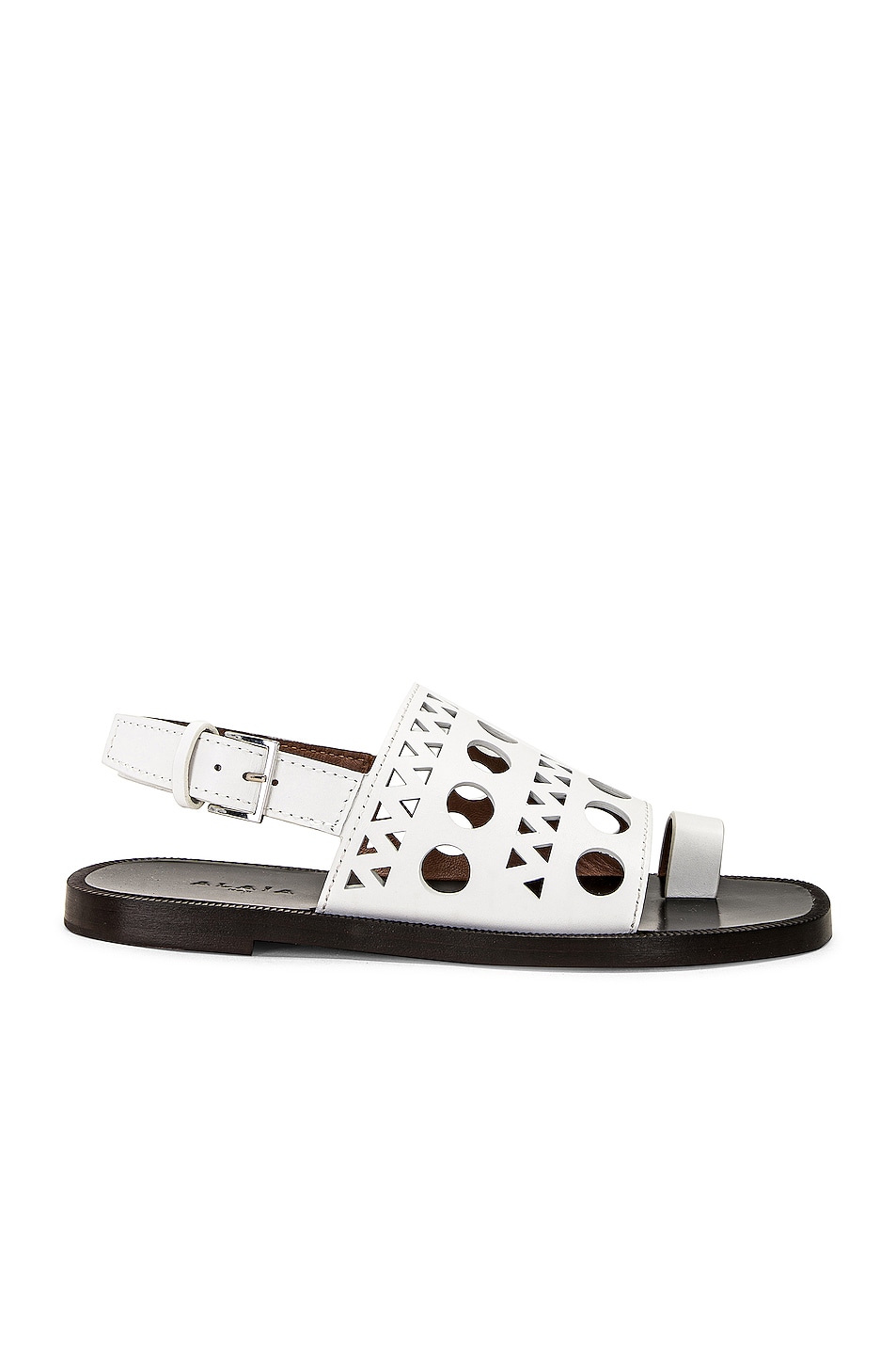 Image 1 of ALAÏA Perforated Flat Sandal in Blanc Casse