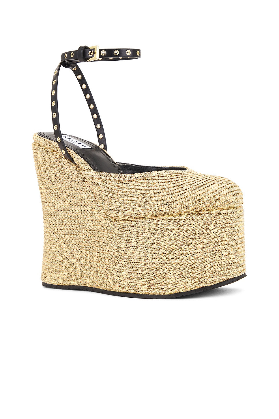 Shop Alaïa Wedge Sandal In Naturel & Noir