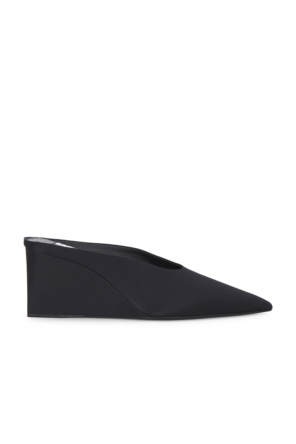 Alaïa Satin Wedge Mules Cube Toe Pointed In Black