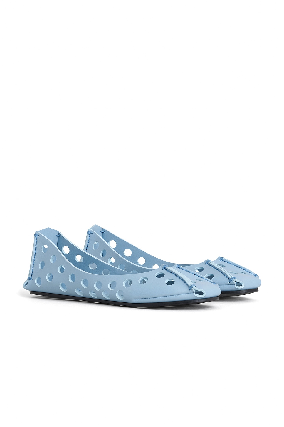 Alaïa Perforated Leather Ballerina Flats In Bleu Delave