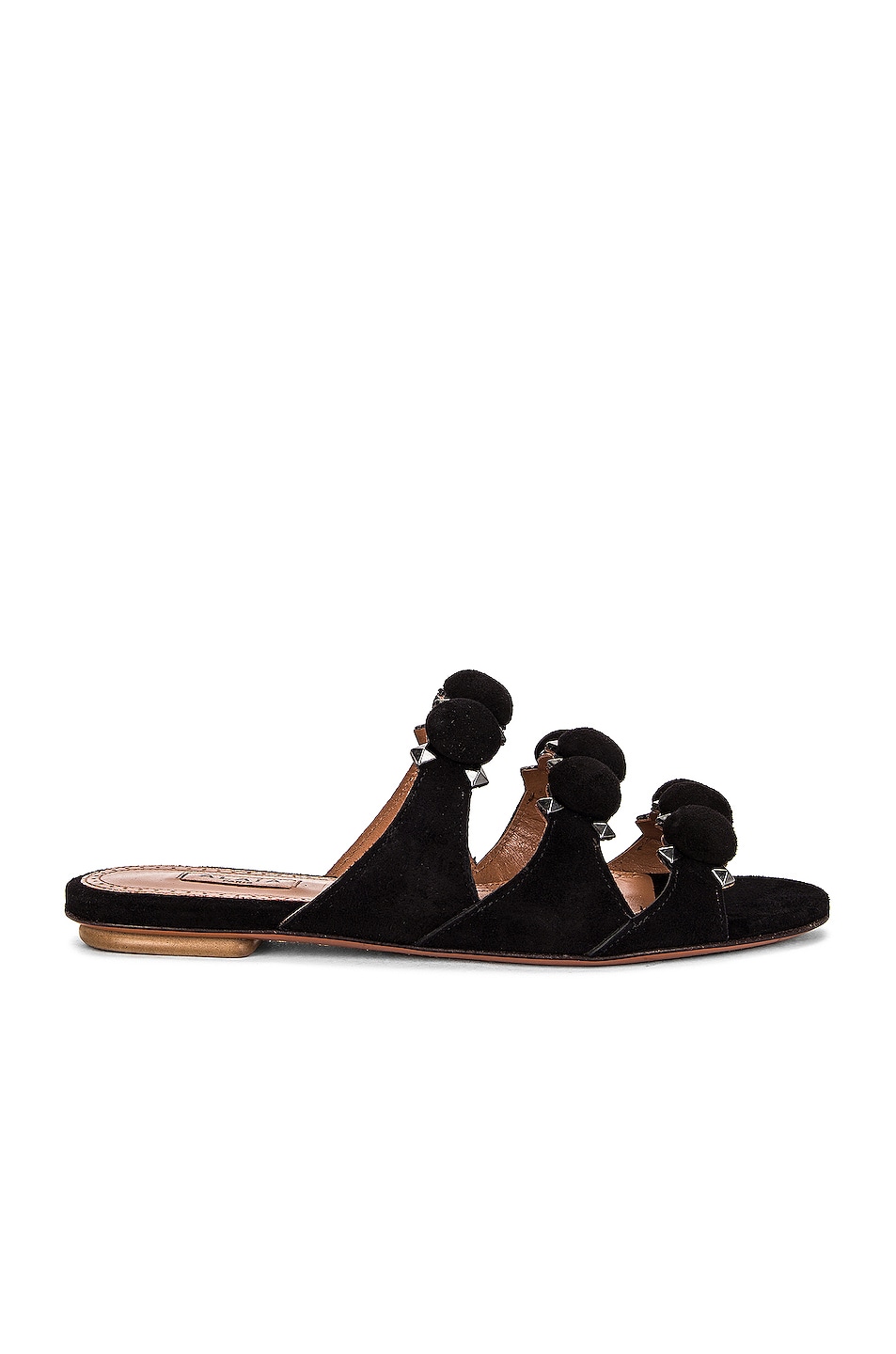 Image 1 of ALAÏA Leather Bombe Sandals in Noir