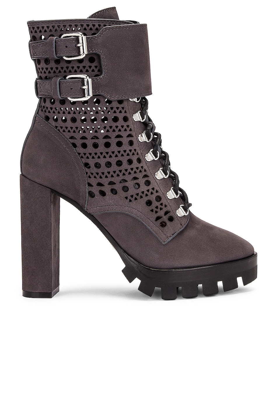 Image 1 of ALAÏA Perforated Military Boots in Cendre
