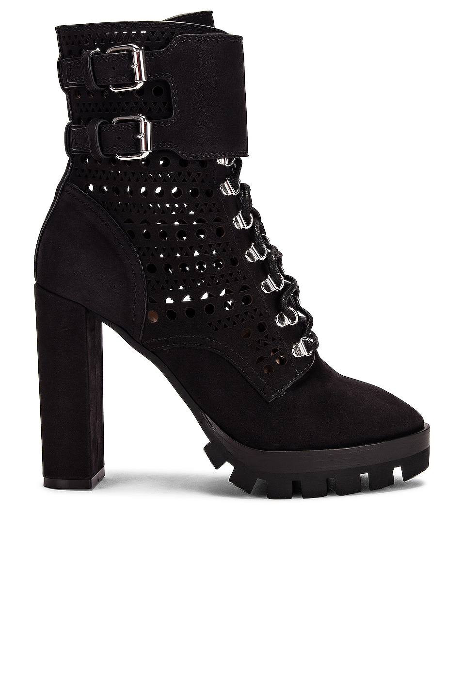 Image 1 of ALAÏA Perforated Military Boots in Noir