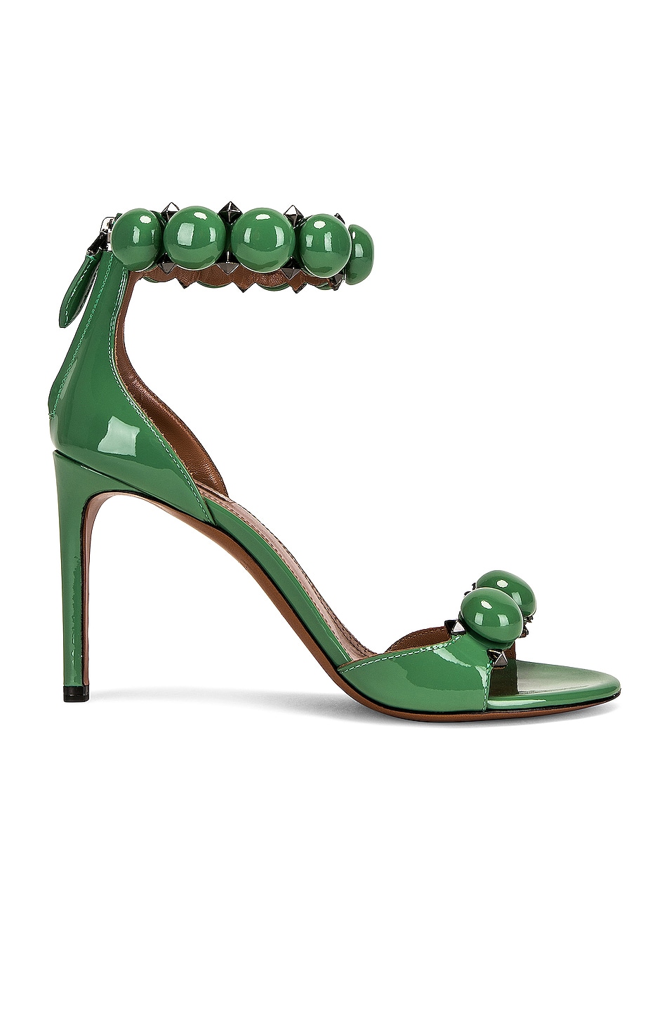 Image 1 of ALAÏA La Bombe Ankle Bracelet Sandals in Vert Printemps
